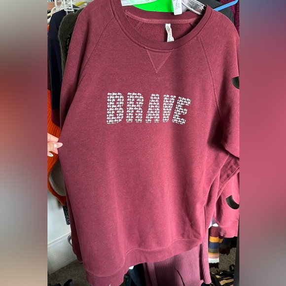 [#82] 1X "Brave" Crewneck Sweater, Fleece-Lined - Picture 2 of 2